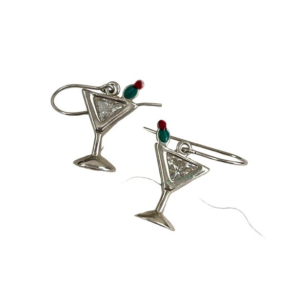 Silpada Sterling 925 Silver Vintage Martini CZ Earrings with Olive W1002 - Picture 6 of 7